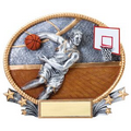 Basketball, Male 3D Oval Resin Awards -Large - 8-1/4" x 7" Tall